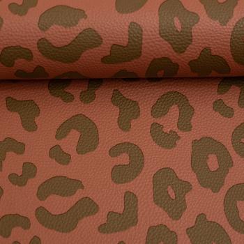 Preview: 50x70 cm Zuschnitt Kunstleder Happy Leo terracotta/braun by Cherry Picking von Swafing